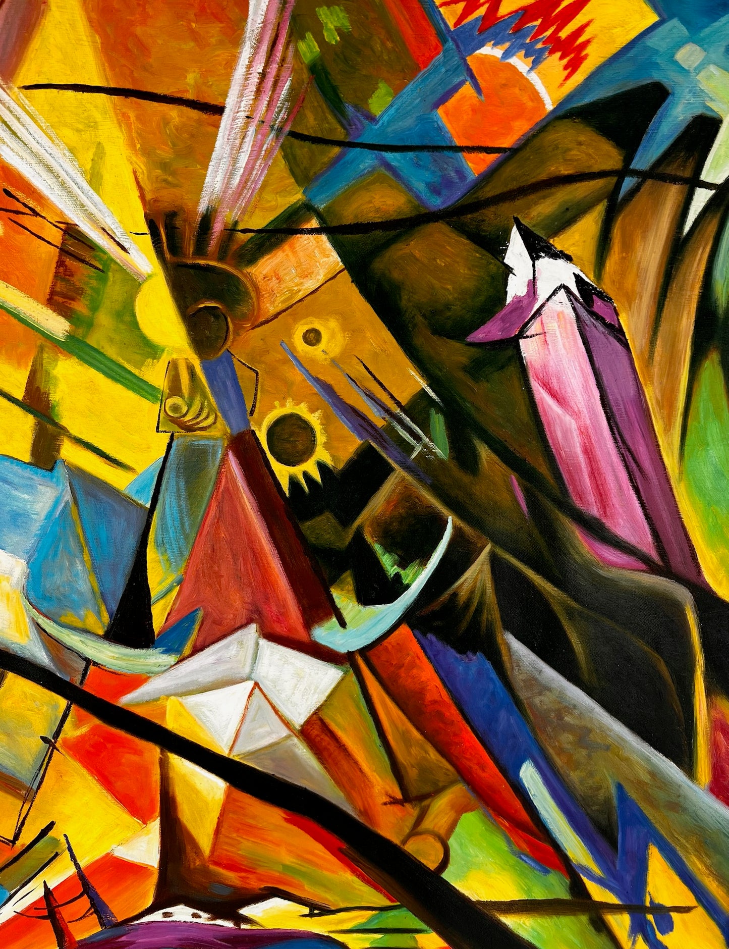 Tirol (naar Franz Marc) – Handgeschilderd Expressionistisch Olieverf op Canvas (60 × 80 cm, op rol geleverd)