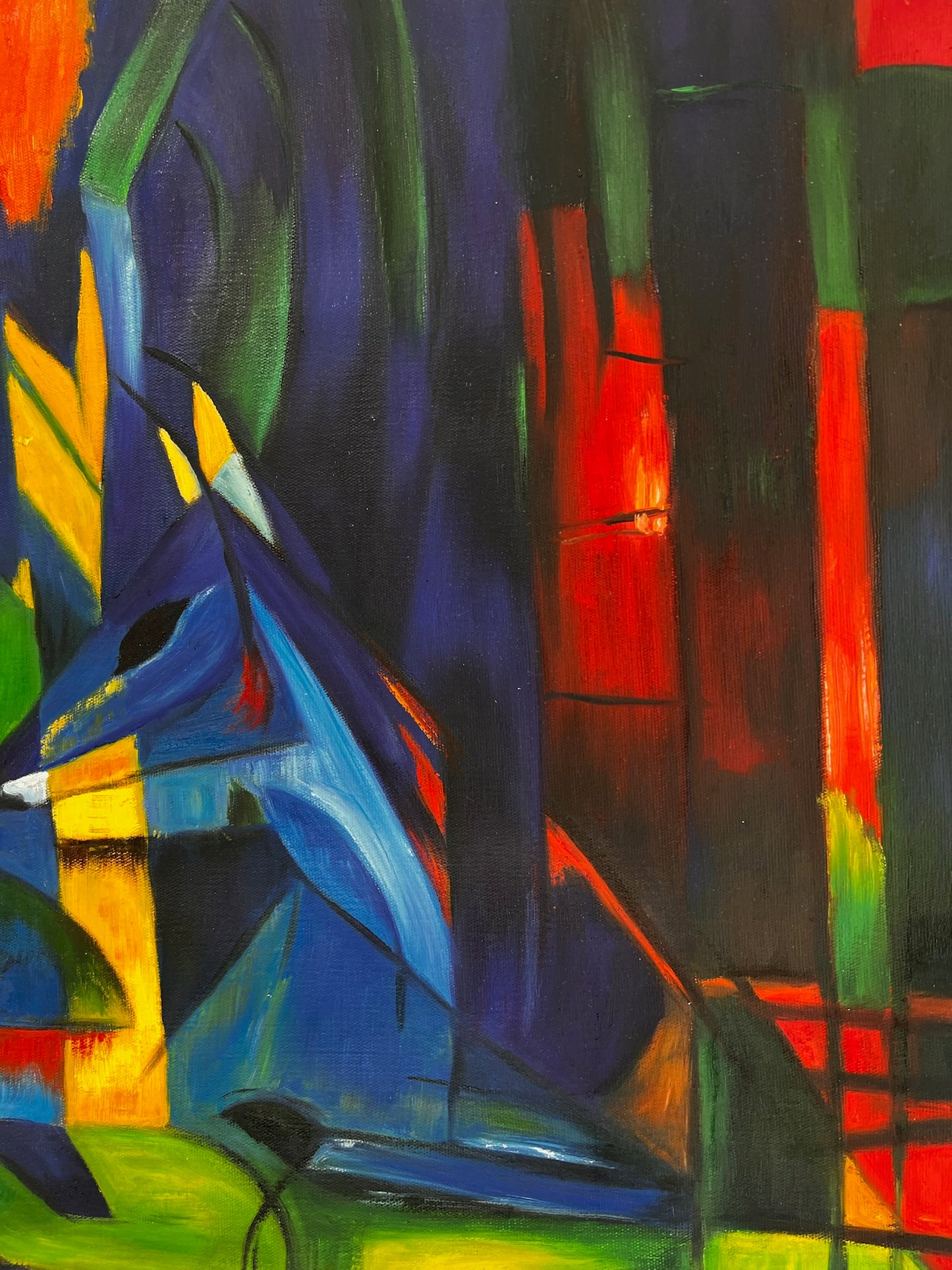 Rehe im Walde II (naar Franz Marc) – Handgeschilderd Expressionistisch Olieverf op Canvas (op rol geleverd)